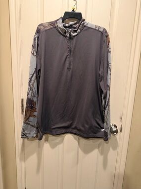 U.S. Polo Assn. Men's Gray Long Sleeve Pullover with Camo Sleeves